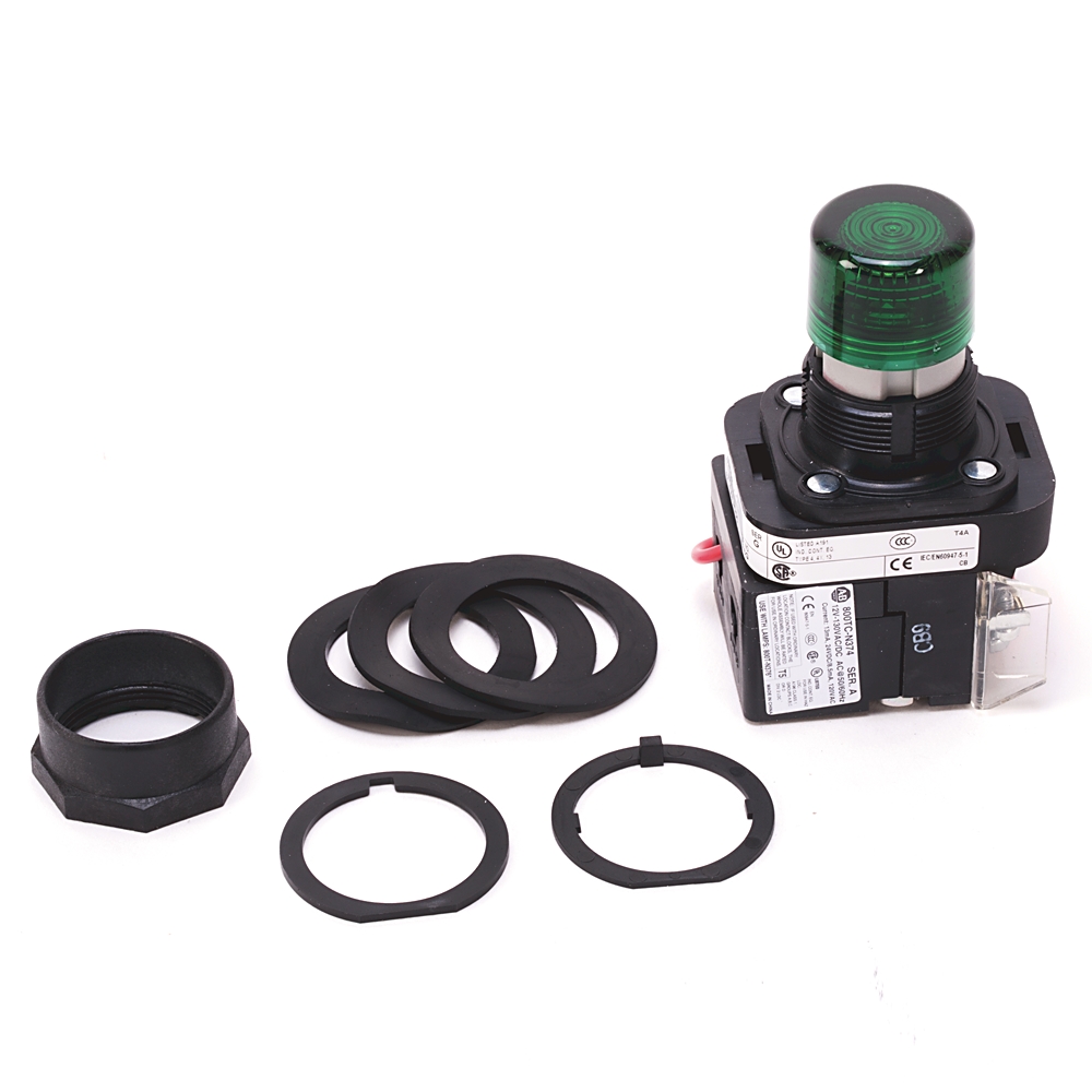 ABRA 800H-QRTH2G PILOT LIGHT  GREEN 12-130V AC/DC LED 30.5MM PUSH-TO-TEST TYPE 4/4X/13