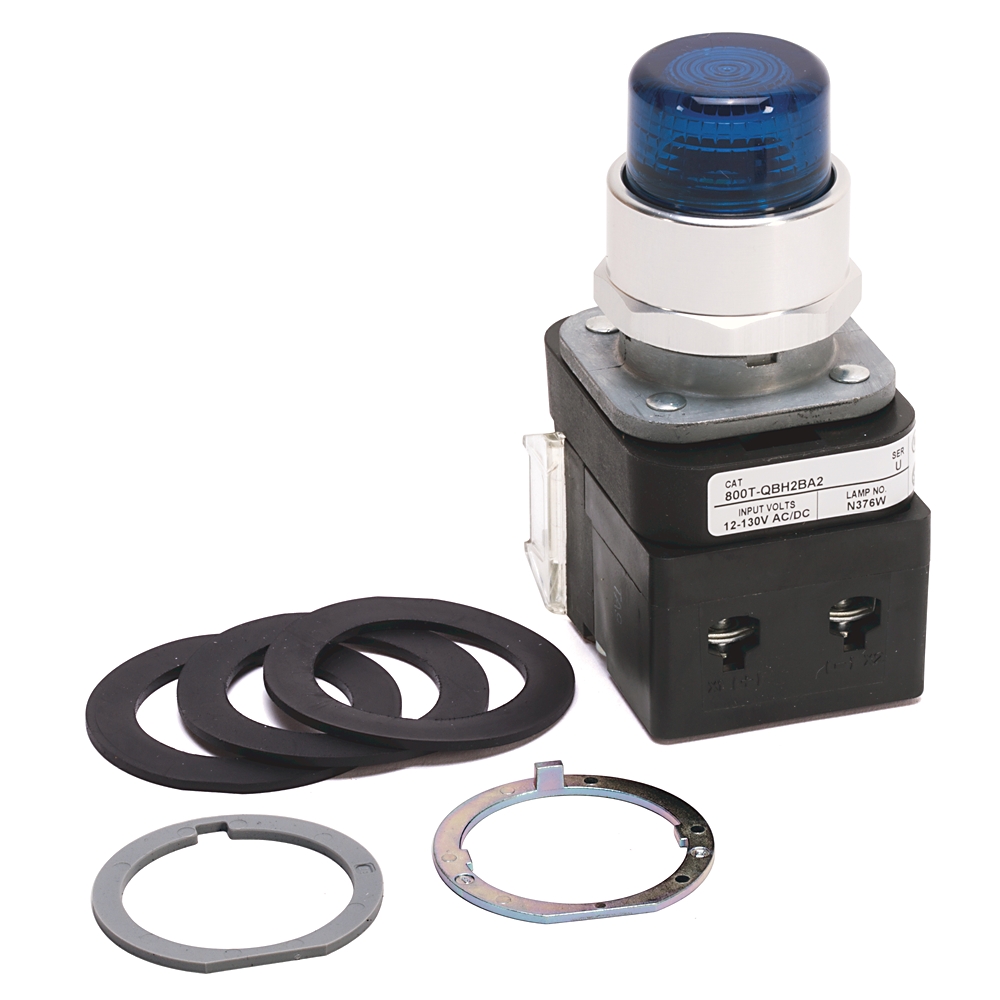 Product image for ABRA 800T-QBH2B PUSHBUTTON 30.5MM 12V- 130V FULL VOLTAGE TYPE EXTENDED HEAD ILLUMINATED LED WO/ GUARD BLUE LENS