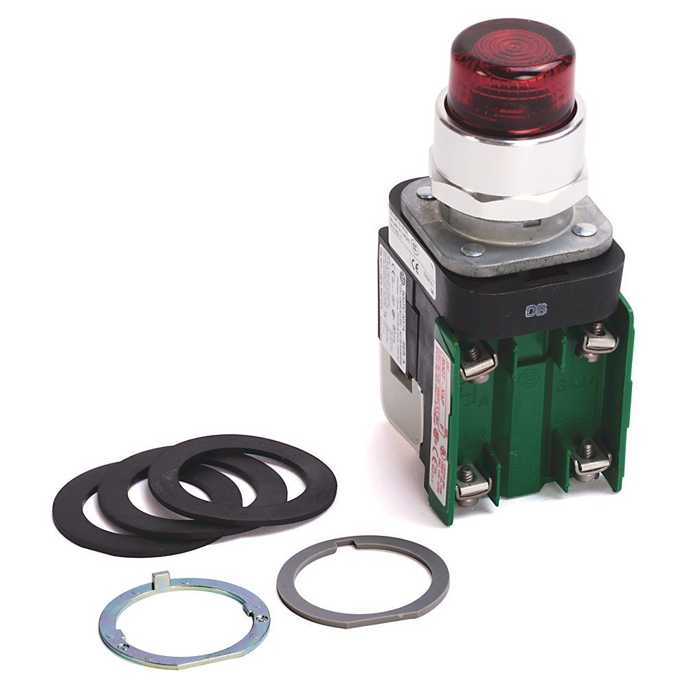 Product image for ABRA 800T-QBH2R PUSHBUTTON 30.5MM 12V- 130V FULL VOLTAGE TYPE EXTENDED HEAD ILLUMINATED LED WO/ GUARD RED LENS