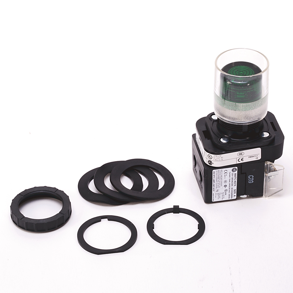 Product image for ABRA 800H-QRAH2G PUSHBUTTON ILLUMIN GREEN LED EXTENDED HEAD UNIVERSAL 12-130V AC/DC