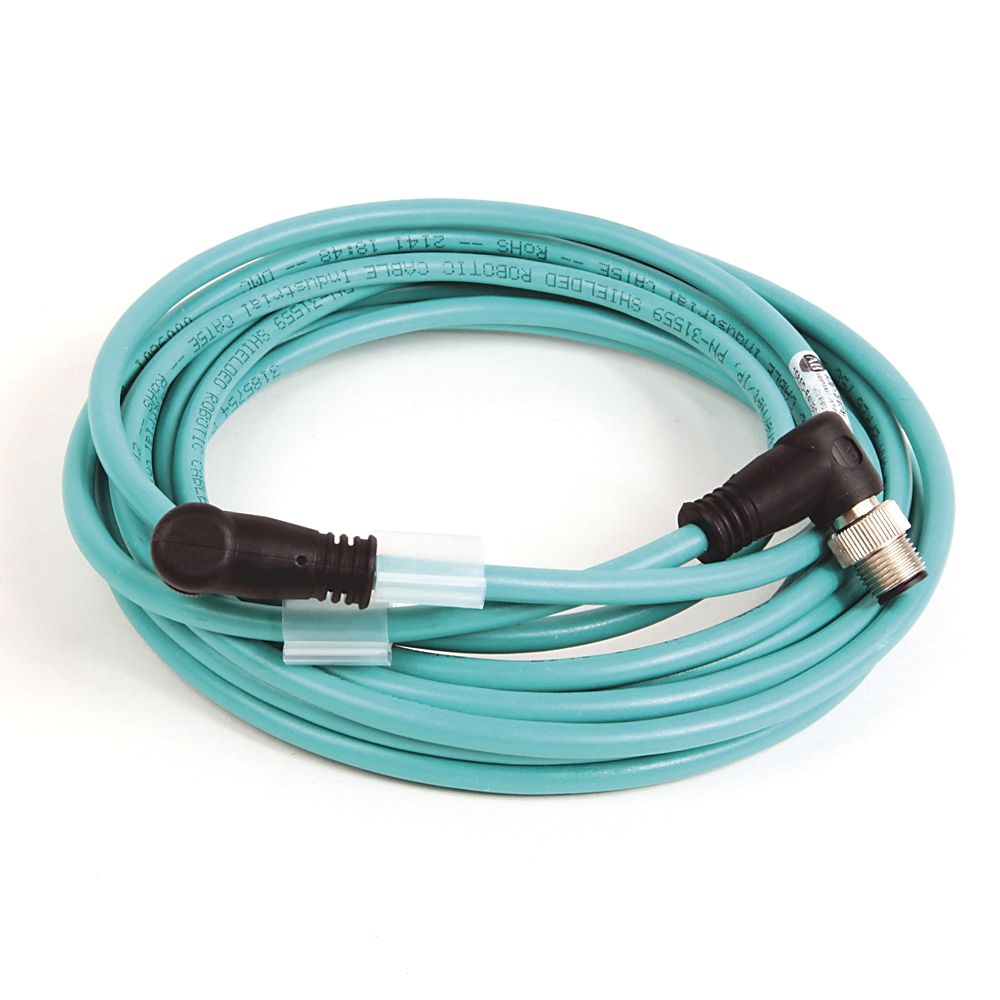 Product image for Patchcord M12 4-conductor male right angle & right angle PUR teal 5m