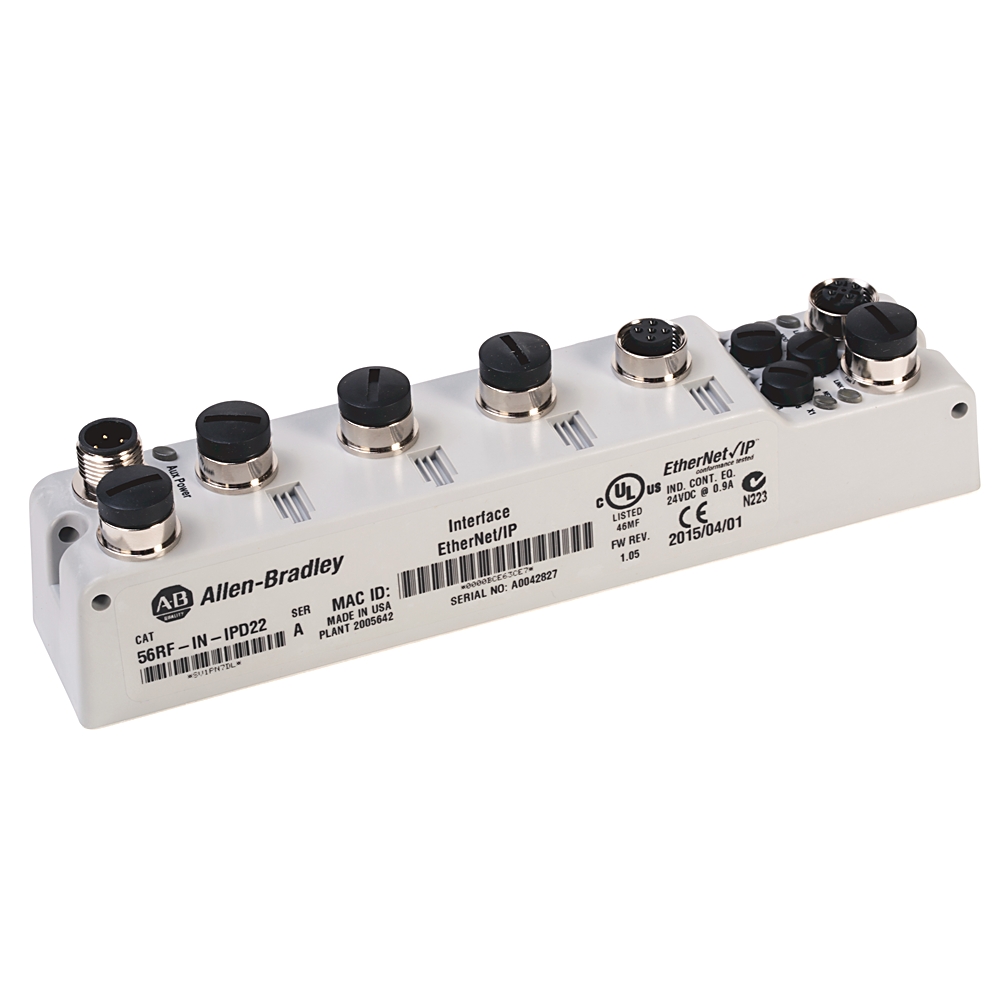 Product image for Interface block RFID EtherNet/IP 2-transceiver dual D-code M12 24VDC