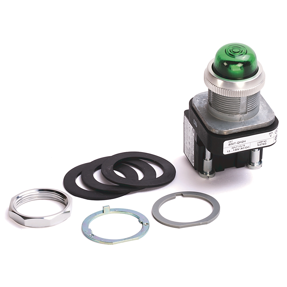 Product image for Pilot light LED metal green 12-130V 30.5mm