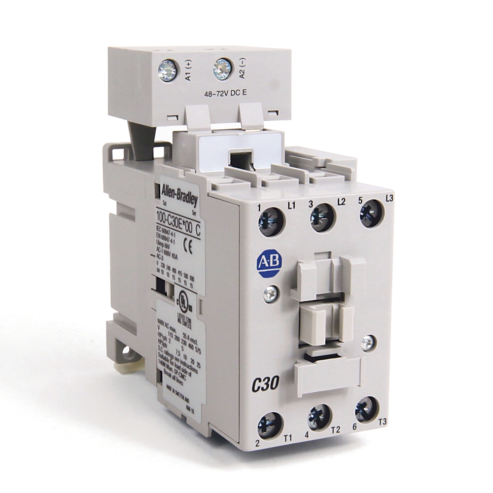Product image for Contactor IEC 3-pole 25HP 30A 48-72VDC electronic