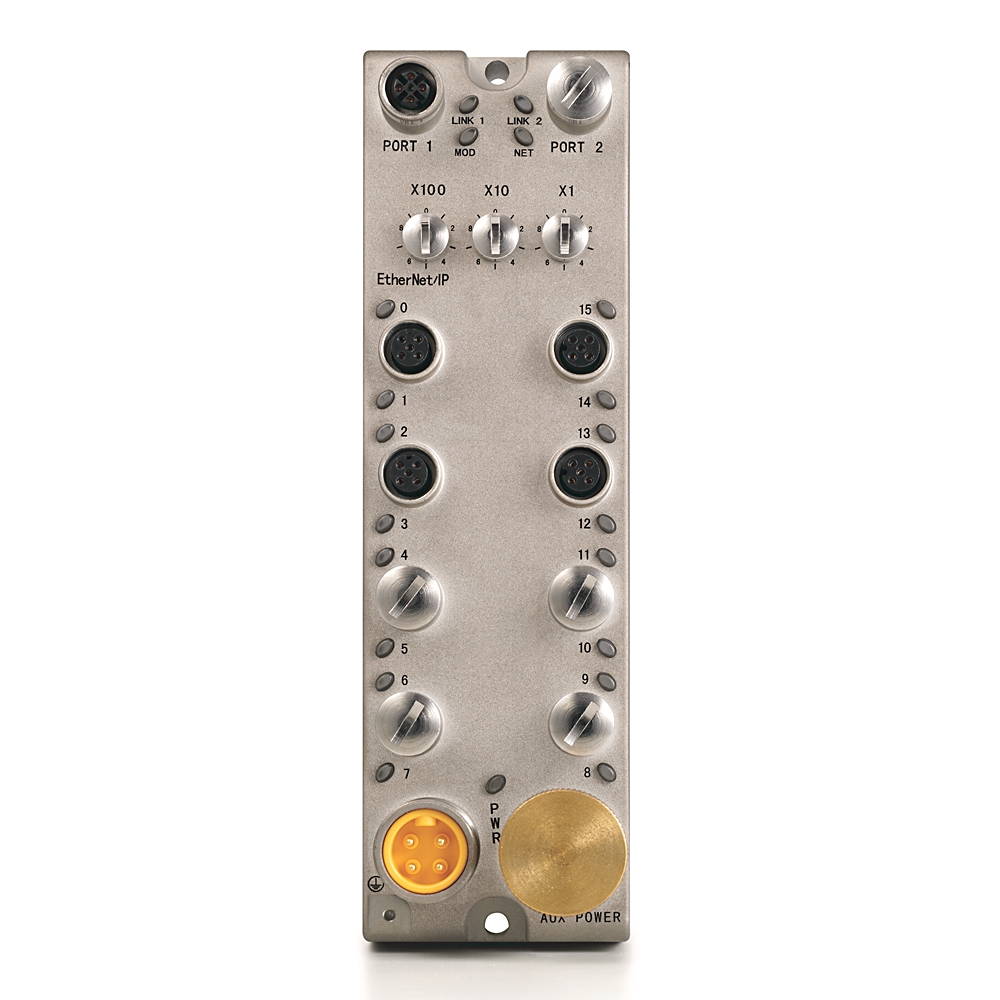 Product image for Module Ethernet/IP 2-port M12 16-channel 24VDC metal WeldBlock