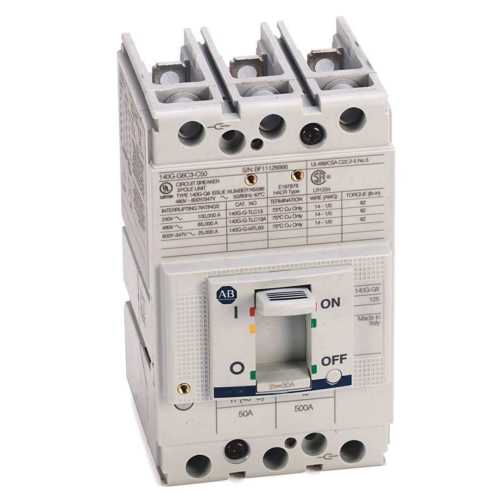 Product image for MCCB G-frame thermal-magnetic trip 3P 65kA 45AMP