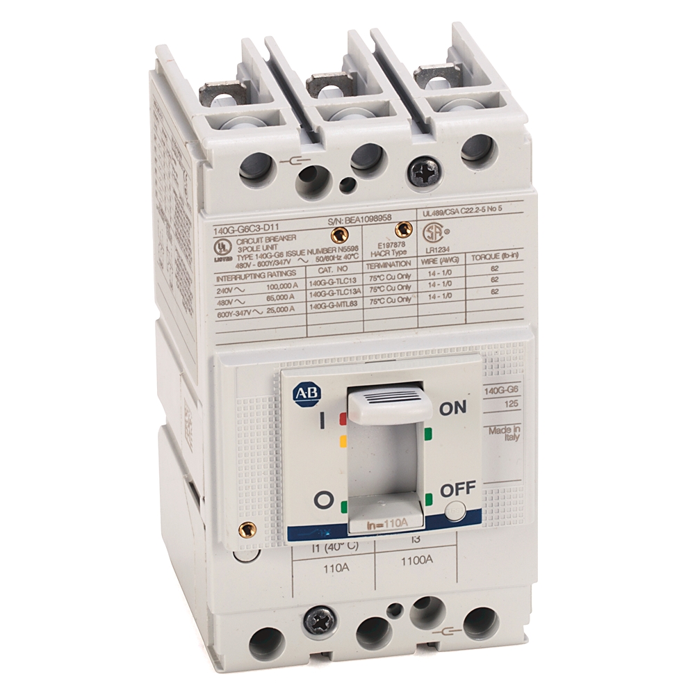 Product image for Circuit breaker 3-pole G-frame 65kA 100A busbar top feed