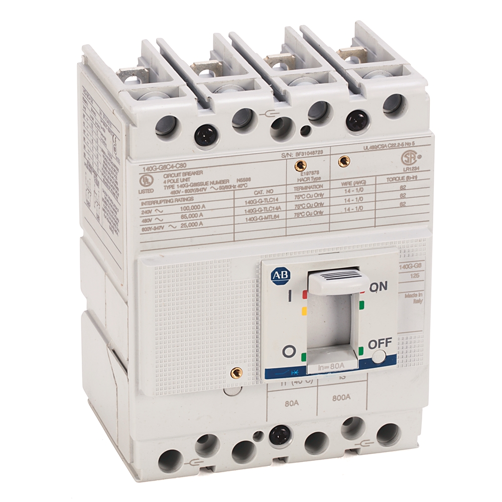 Product image for MCCB G-frame thermal-magnetic trip 4P 65kA 70AMP