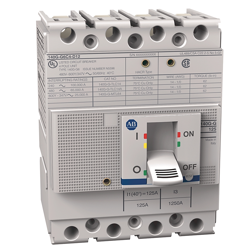 Product image for MCCB G-frame thermal-magnetic trip 4P 35kA 60AMP
