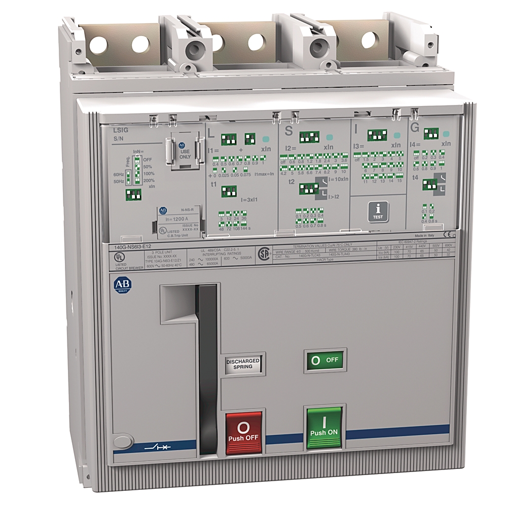 Product image for MCCB NS-frame electronic LSIG trip 3P 65kA 1200AMP