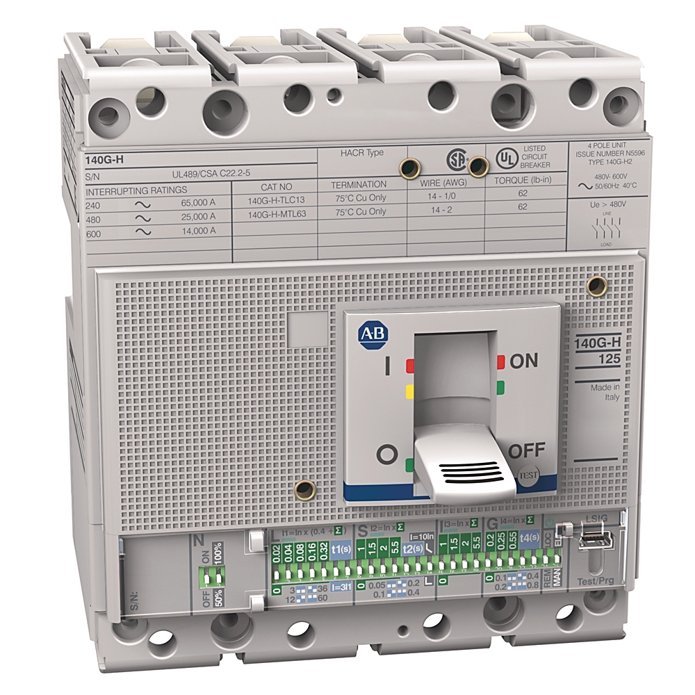 Product image for MCCB H-frame electronic LSIG trip 4P 35kA 25AMP