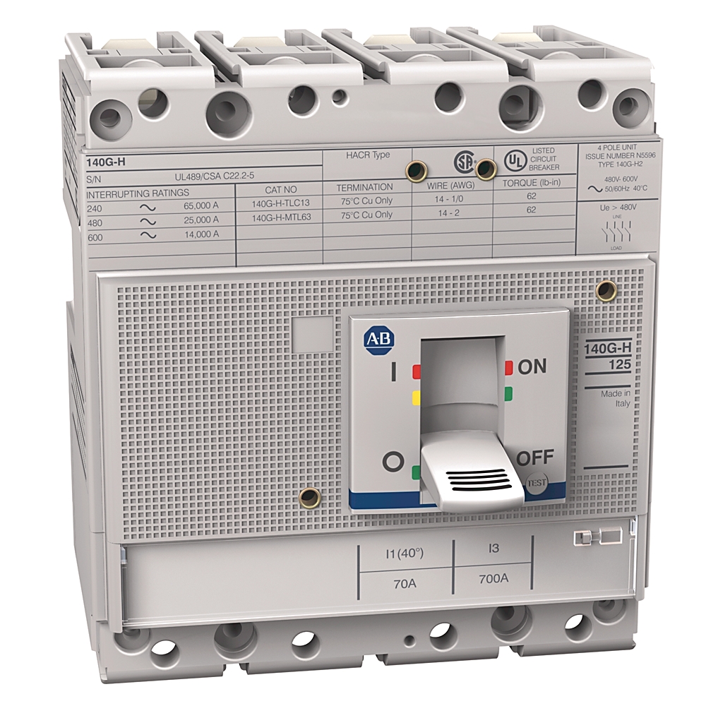 Product image for MCCB H-frame thermal-magnetic trip 4P 25kA 40AMP