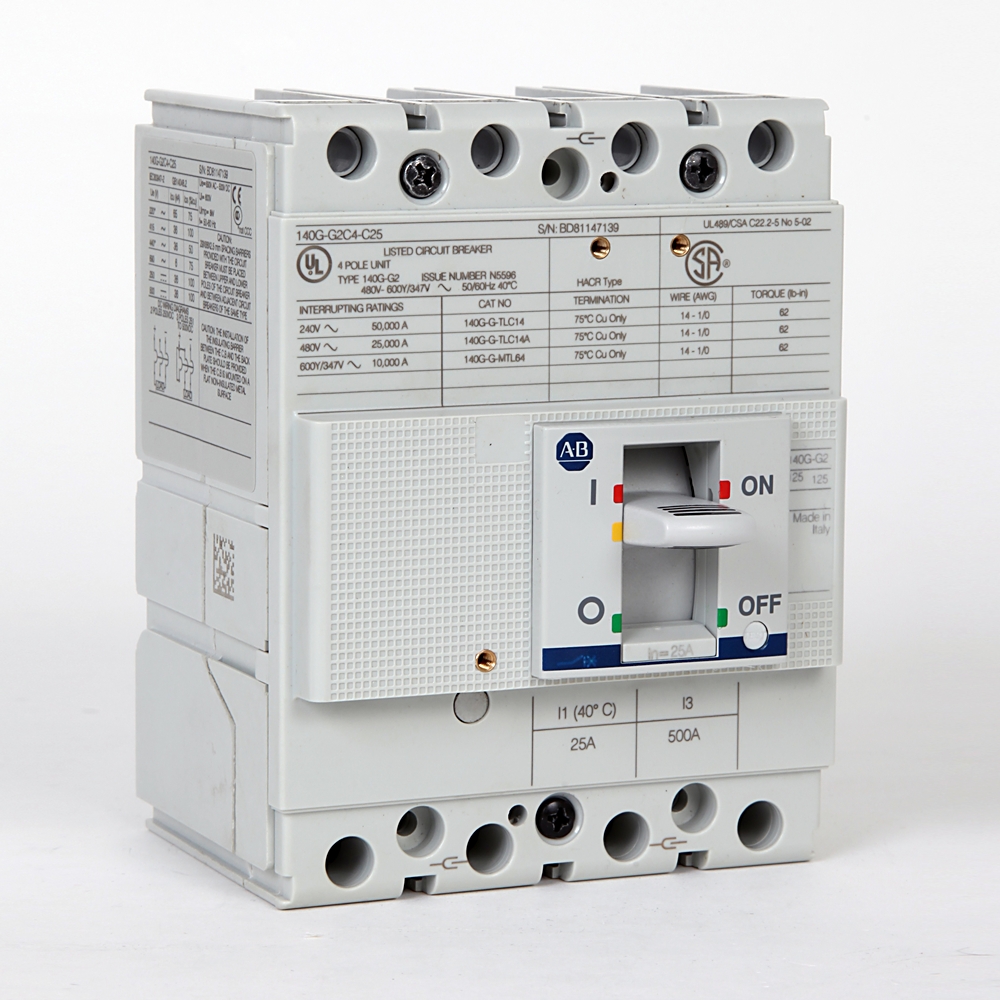 Product image for MCCB G-frame thermal-magnetic trip 4P 25kA 120AMP