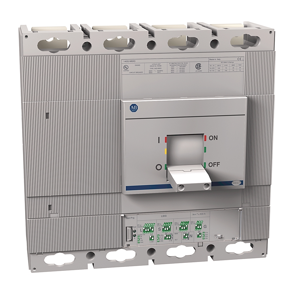 Product image for MCCB M-frame electronic LSIG trip 4P 65kA 630AMP