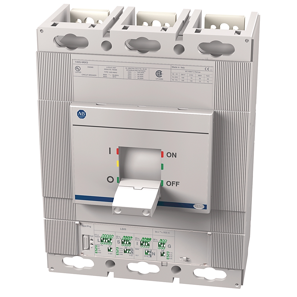 Product image for MCCB M-frame electronic LSIG trip 3P 65kA 800AMP