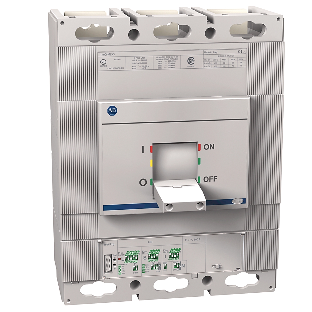 Product image for MCCB M-frame electronic LSI trip 3P 100kA 630AMP