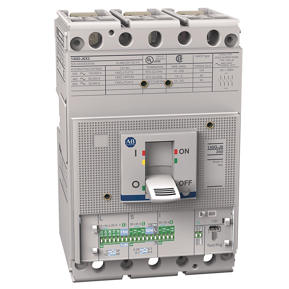 Product image for MCCB J-frame electronic LSI trip 3P 65kA 250AMP