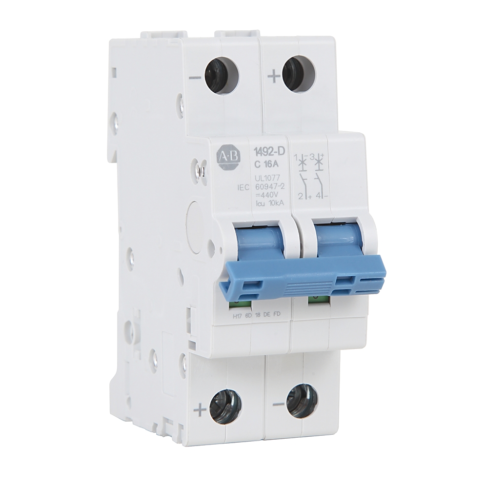 Product image for Circuit breaker 2-pole trip curve-C 10kA 6A 250VDC
