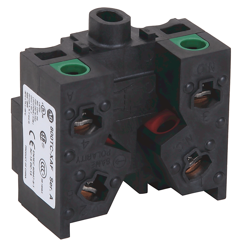 Product image for ABRA 800TC-XAF BLOCK CONTACT 30MM PUSHBUTTON 1NO 1NC 10A 600V CLASSI DIV2 FINGER SAFE