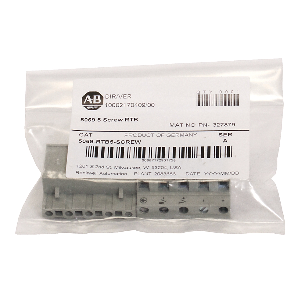 ABRA 5069-RTB5-SCREW COMPACT I/O 5PIN SCREW TYPE TERMINAL BLOCK KIT ONLY USE ON -AENTR ONLY