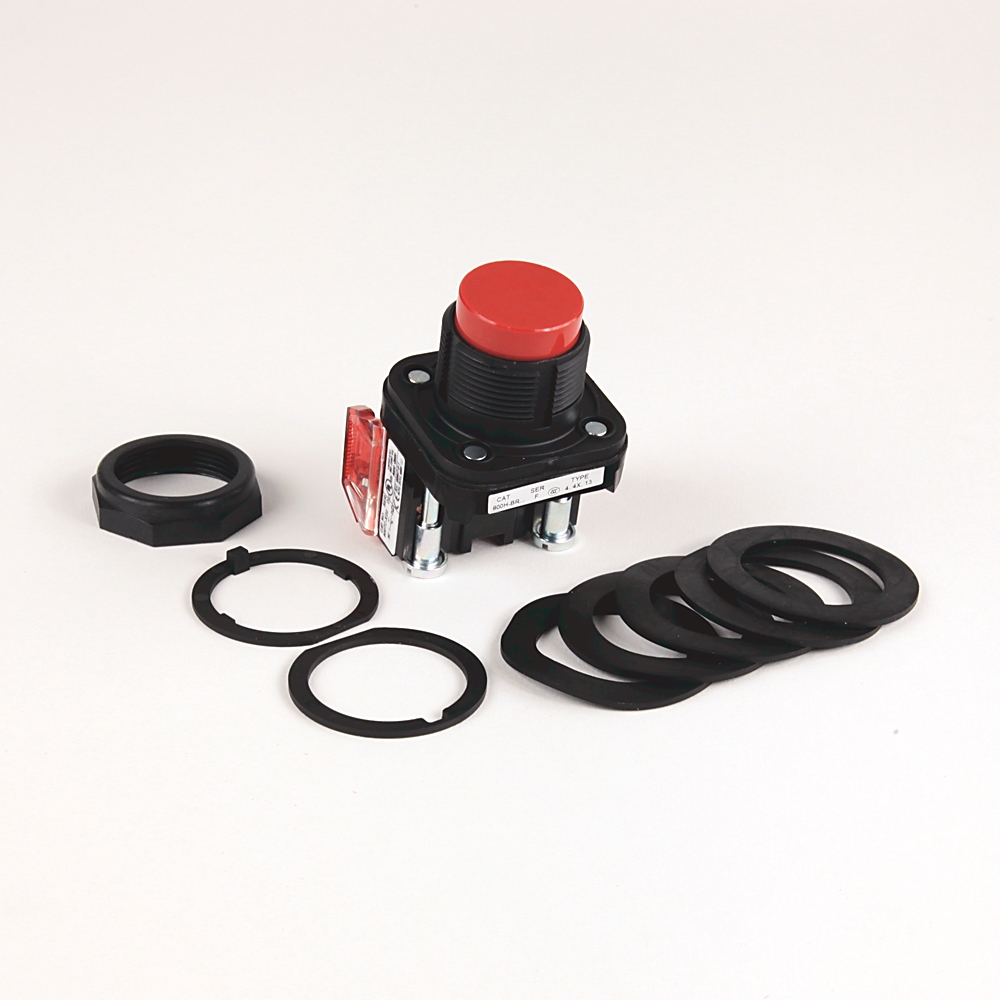 Product image for Pushbutton 1NO-1NC extended head standard finger safe guards black