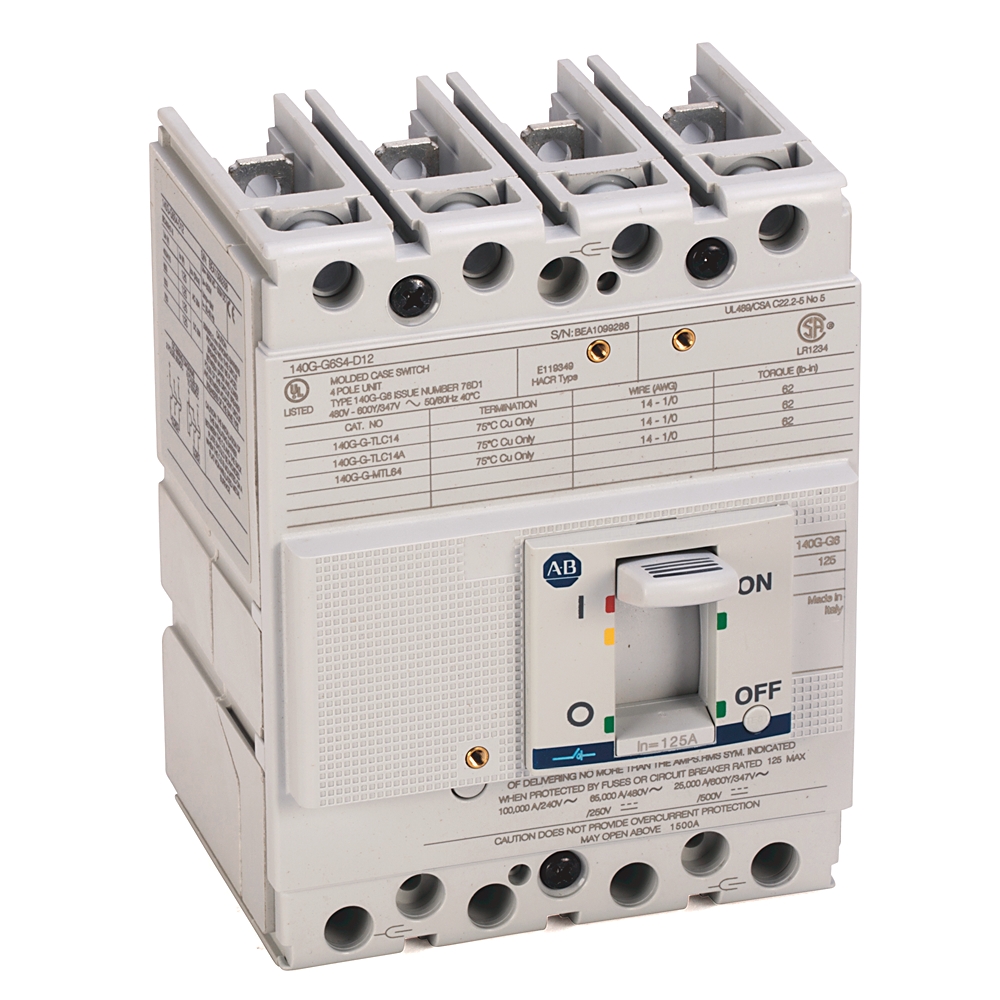 Product image for Switch molded case isolator G-frame 4P 65kA 125AMP