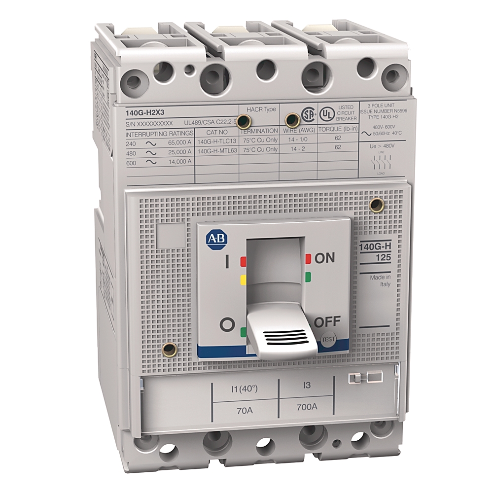 Product image for MCCB H-frame thermal-magnetic trip 3P 25kA 70AMP