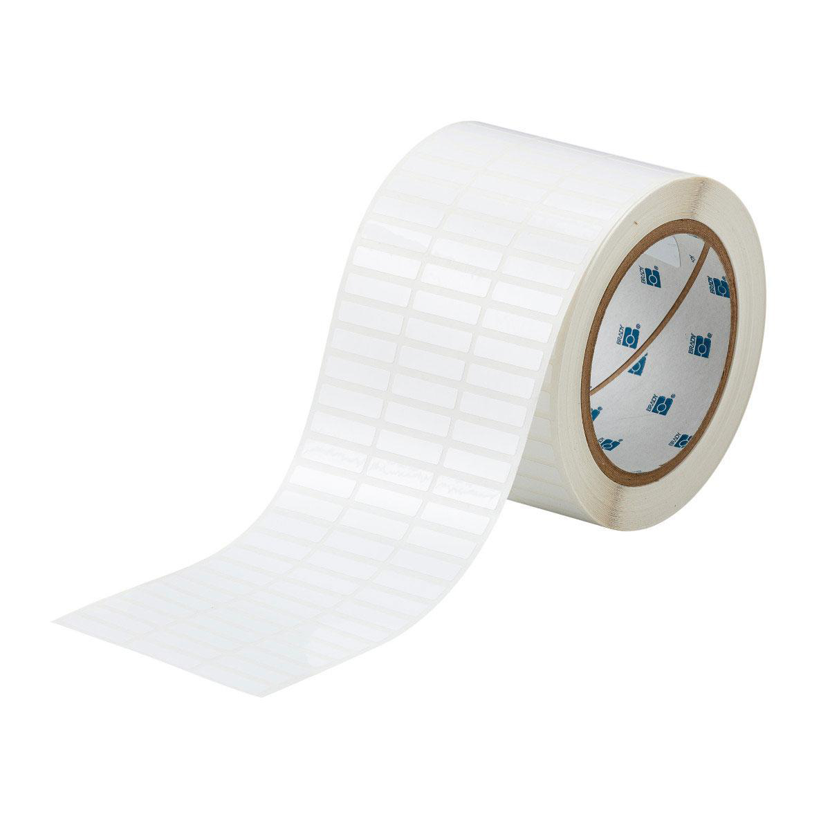 Product image for WorkHorse Glossy Polyester Labels, 0.25" H x 1" W, Roll of 10000 Labels, White, Quantity per Row 3