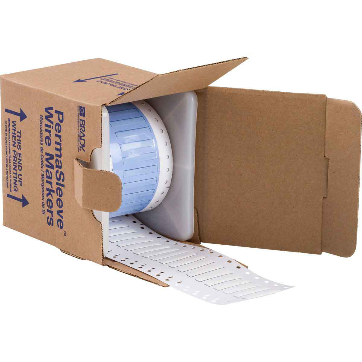 Product image for PermaSleeve Polyolefin Wire Marking Sleeves, White, 0.125" Dia x 1.5" W, Roll of 500 Each