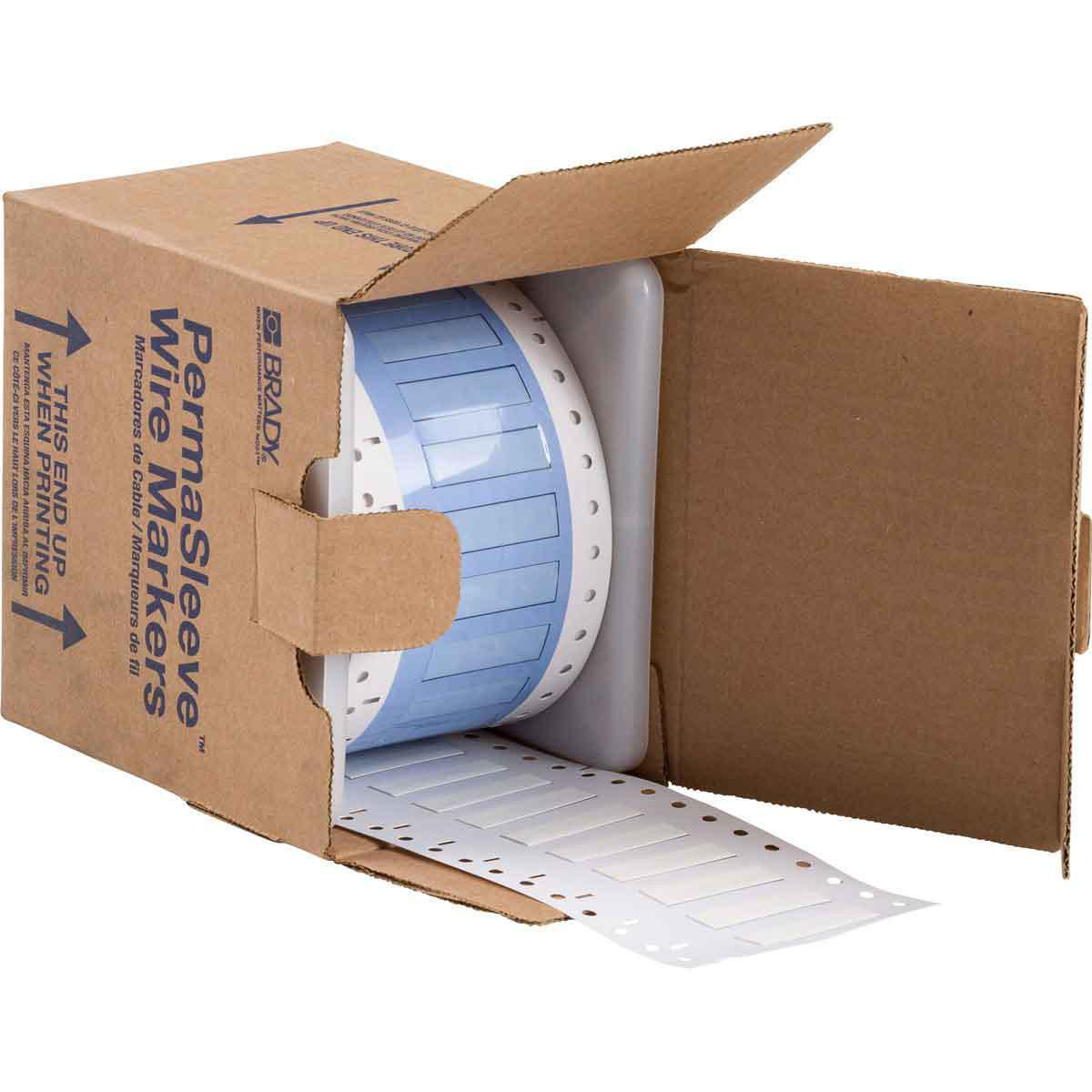 Product image for PermaSleeve Polyolefin Wire Marking Sleeves, White, 0.25" Dia x 1.5" W, Roll of 500 Each