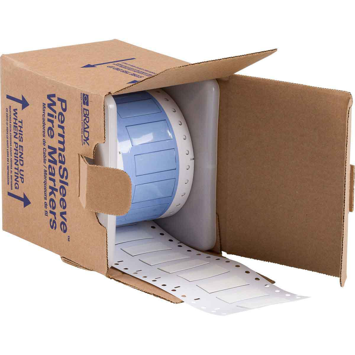 Product image for PermaSleeve Polyolefin Wire Marking Sleeves, White, 0.375" Dia x 1.5" W, Roll of 250 Each