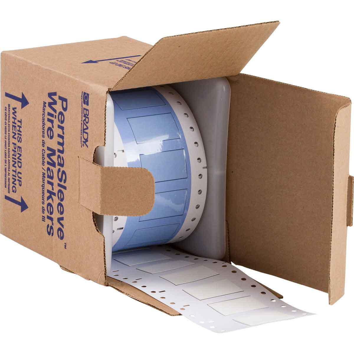 Product image for PermaSleeve Polyolefin Wire Marking Sleeves, White, 0.5" Dia x 1.5" W, Roll of 250 Each