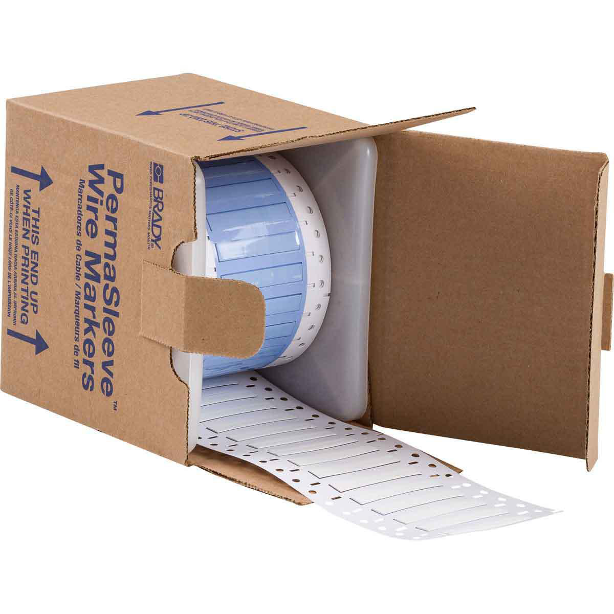 Product image for PermaSleeve Polyolefin Wire Marking Sleeves, White, 0.187" Dia x 2" W, Roll of 500 Each