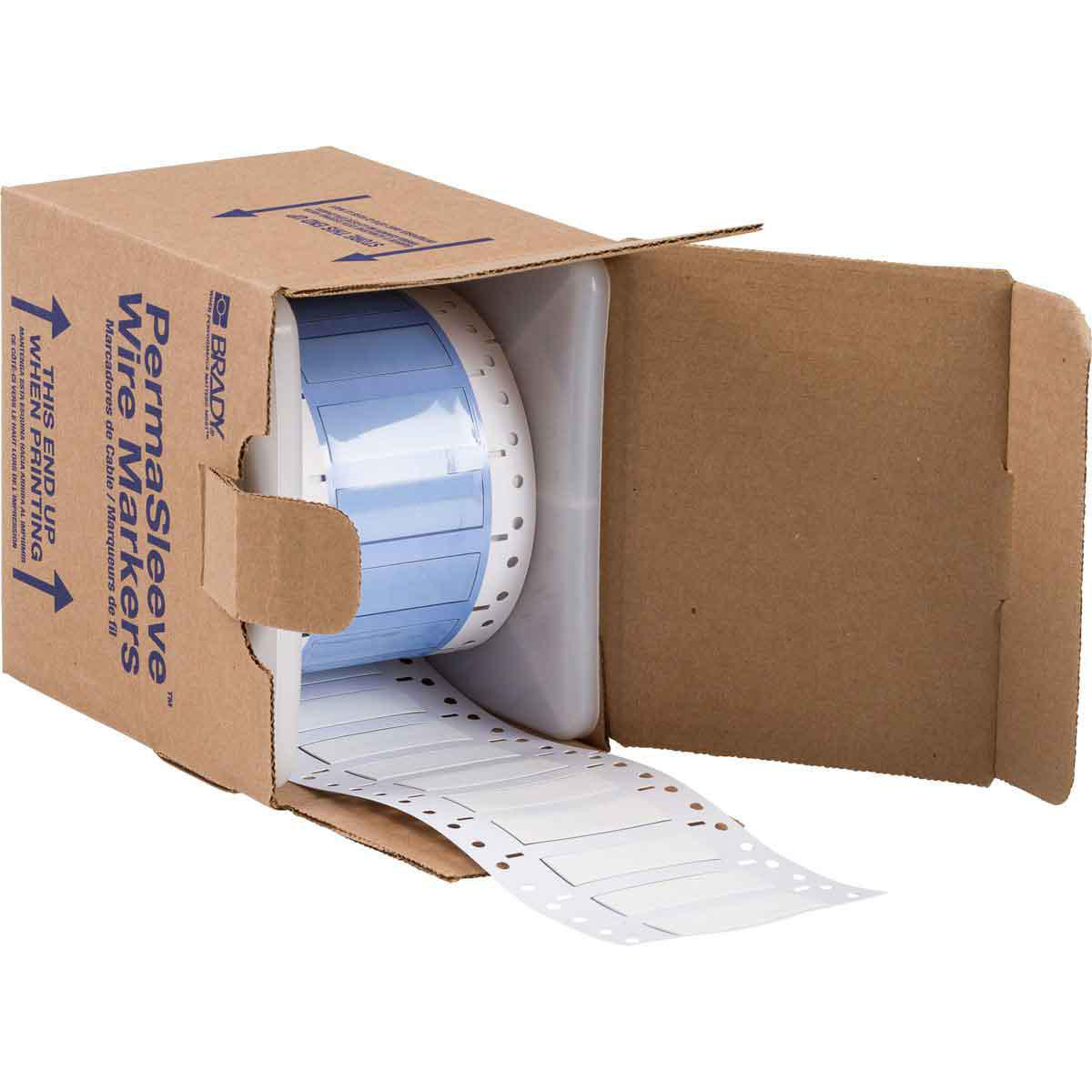 Product image for PermaSleeve Polyolefin Wire Marking Sleeves, White, 0.375" Dia x 2" W, Roll of 250 Each