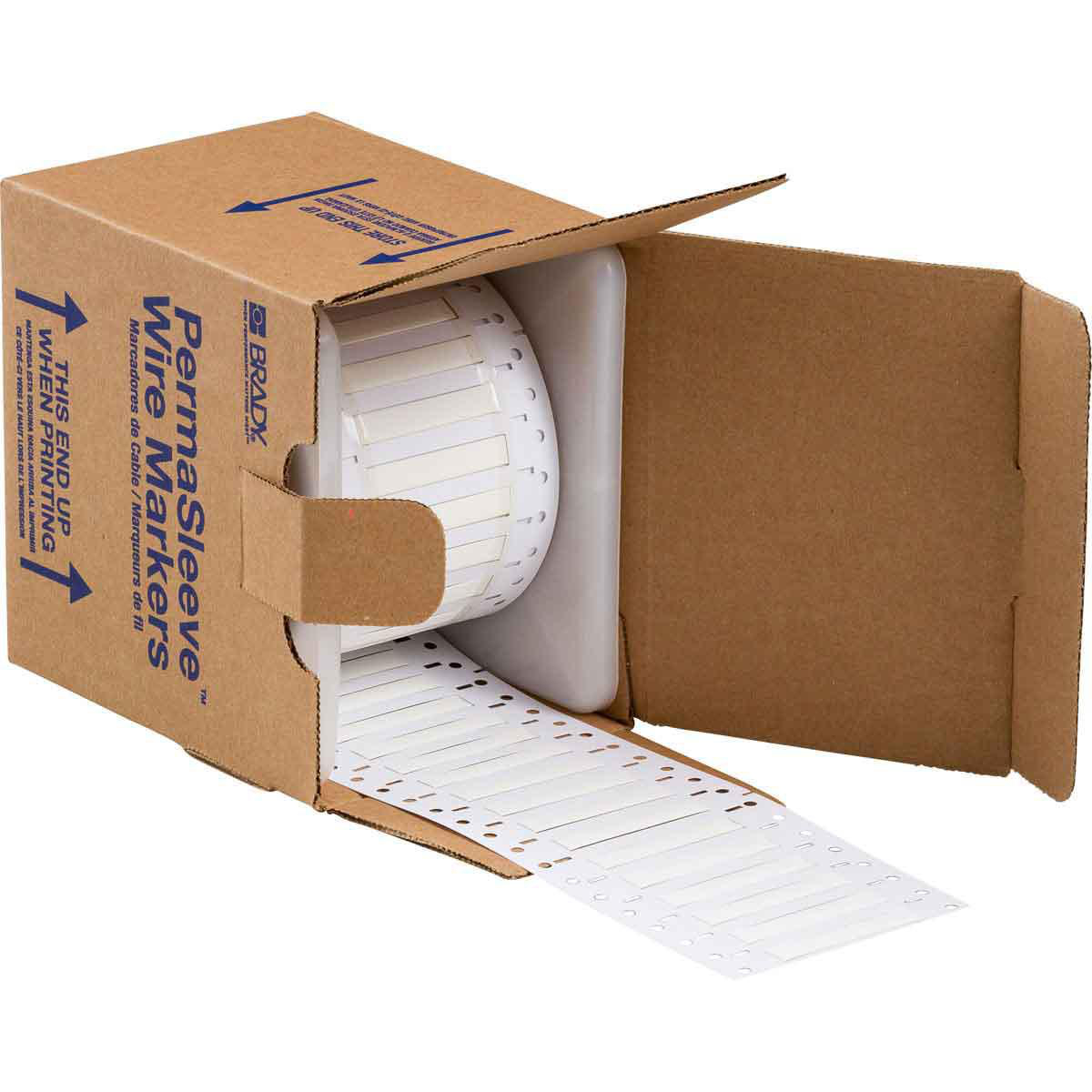 Product image for Double Sided PermaSleeve Polyolefin Wire Marking Sleeves, White, 0.187" Dia x 0.67" W, Roll of 7500 Each