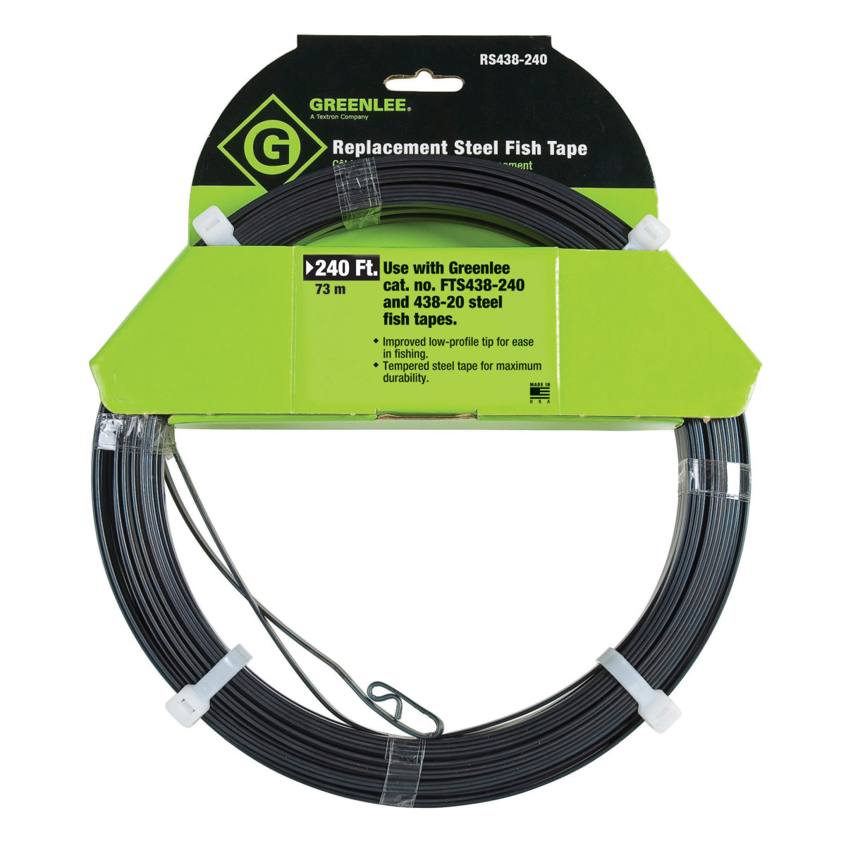 Product image for Fishtape replacement steel black 240'