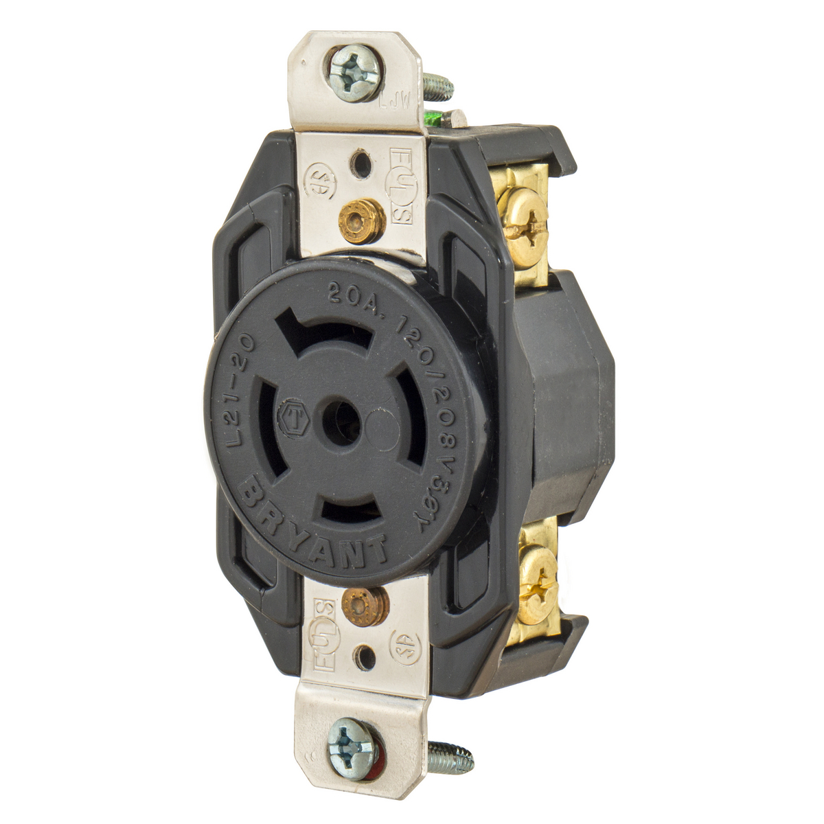 Product image for Receptacle single flush nyl 4P5W 20A L21-20 blk