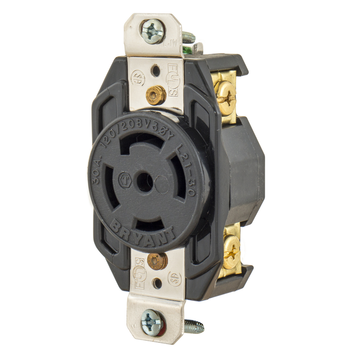 Product image for Receptacle single flush nyl 4P5W 30A L21-30 blk