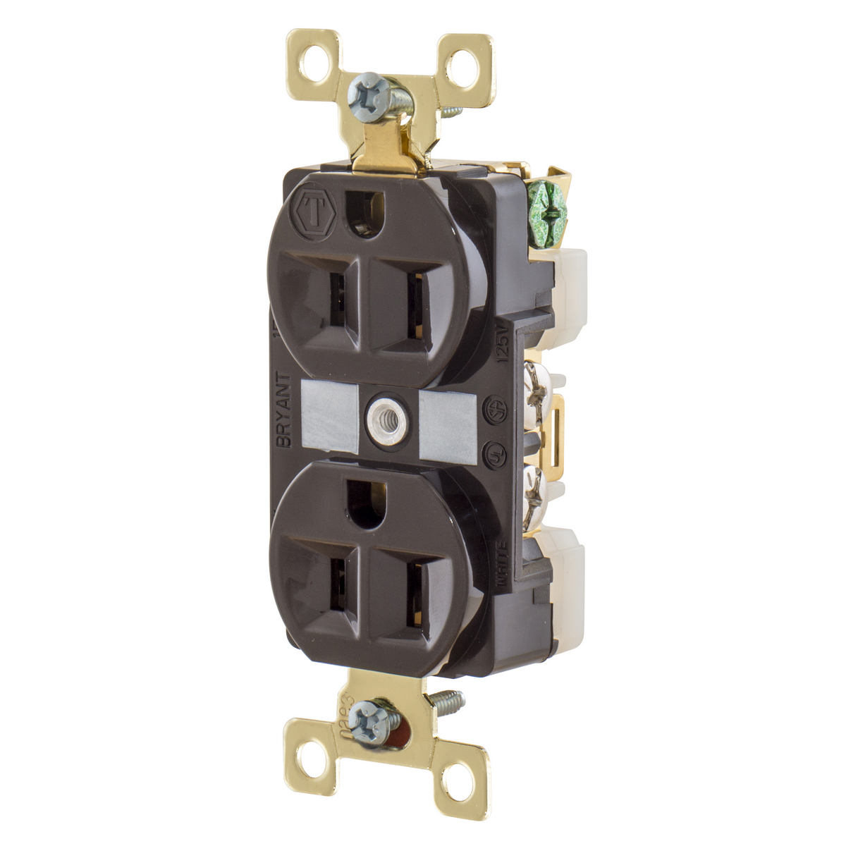 Product image for DUP RCPT, IND GRD, 15A 125V, 5-15R, BR