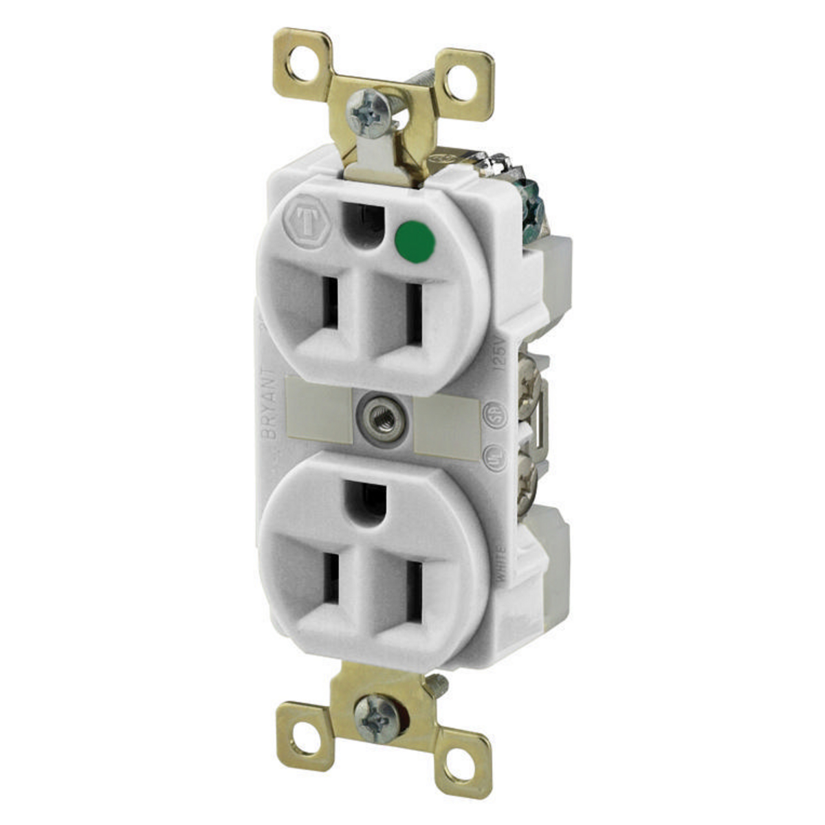 Product image for DUP RCPT, HG, 15A 125V, 5-15R, WH