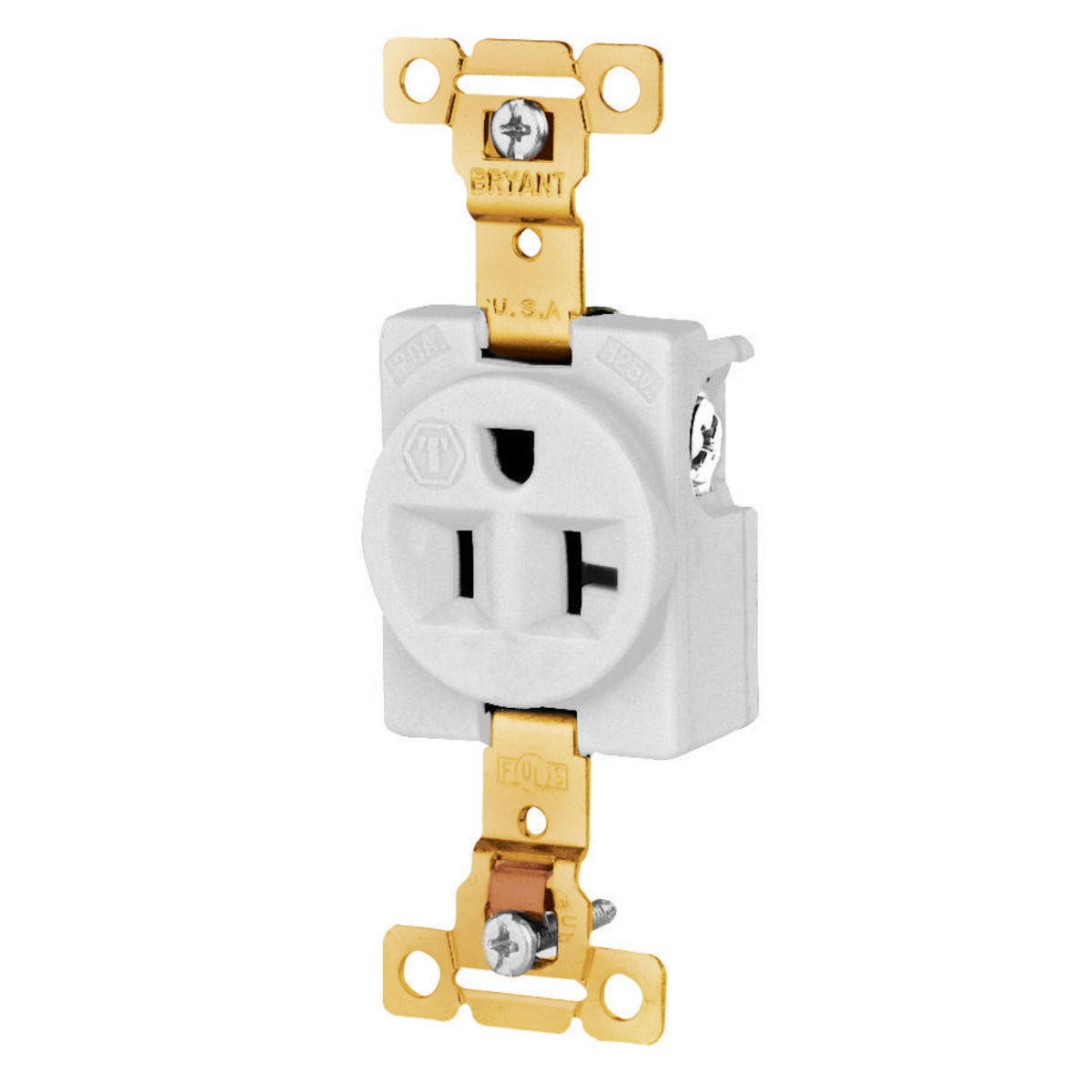 Product image for SGL RCPT, IND GRD, 20A 125V, 5-20R, WH