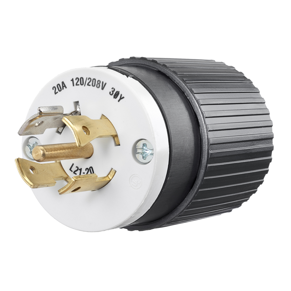 Product image for BRYANT 72120NPC CONNECTOR 20A TL 120V 208V L21-20P MALE PLUG B/W