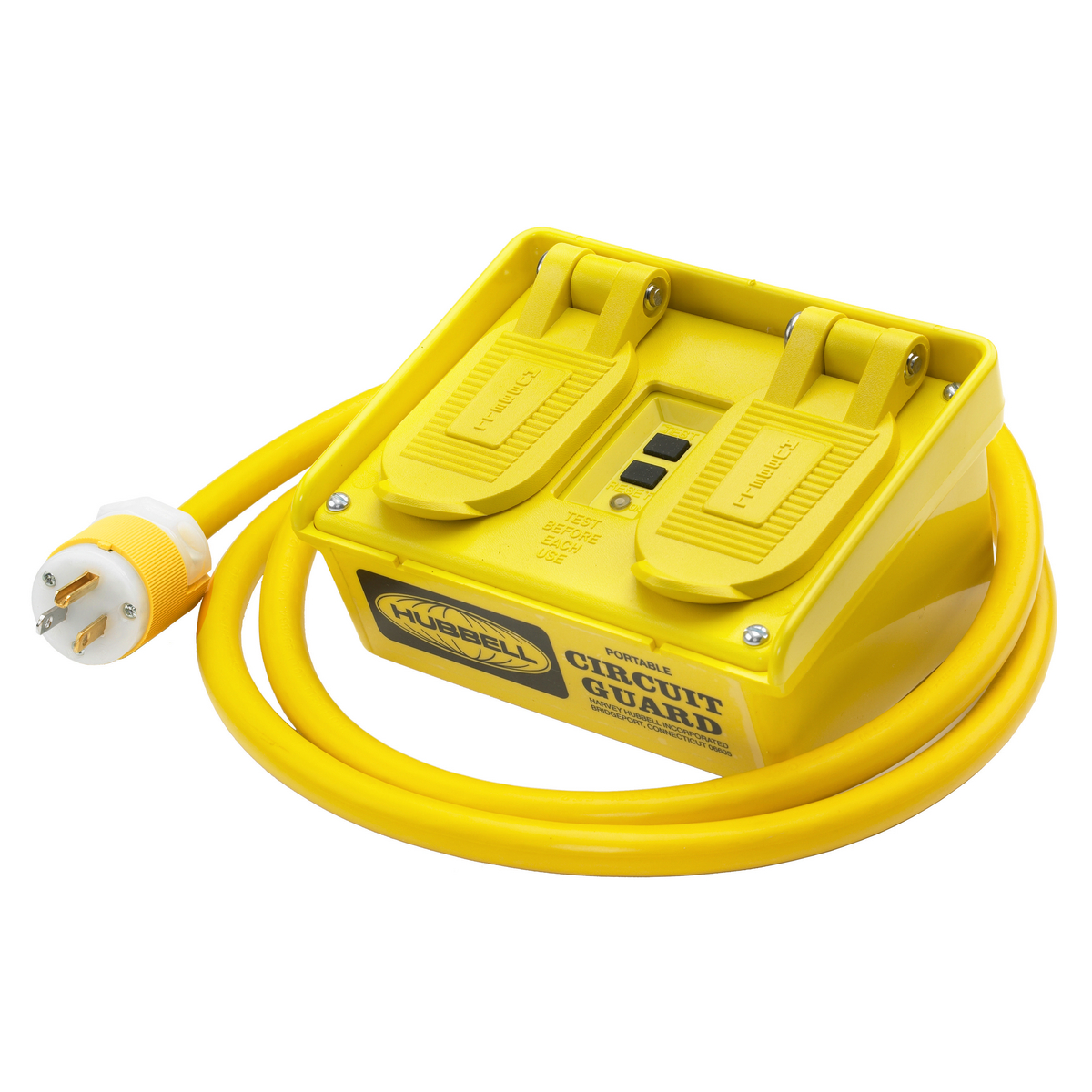 HUB GFP15M RECEPT GFCI PORTABLE MULTIPLE OUTLET CIRCUIT GUARD 4OUTLET 15A 120V 2DUPLEX 5-15RP