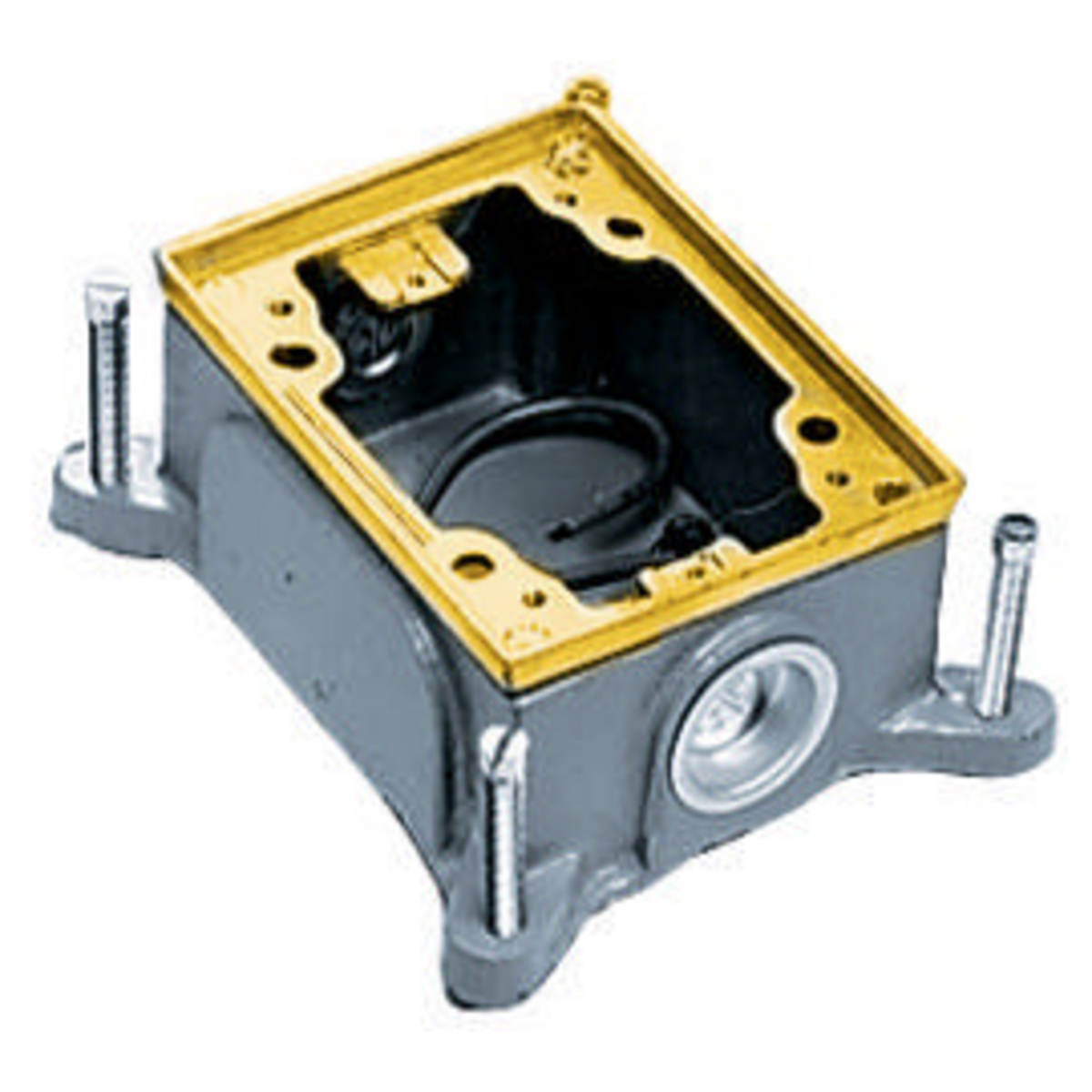 Product image for Box floor cast-iron 1-gang shallow brass 5.46x4.19x2"