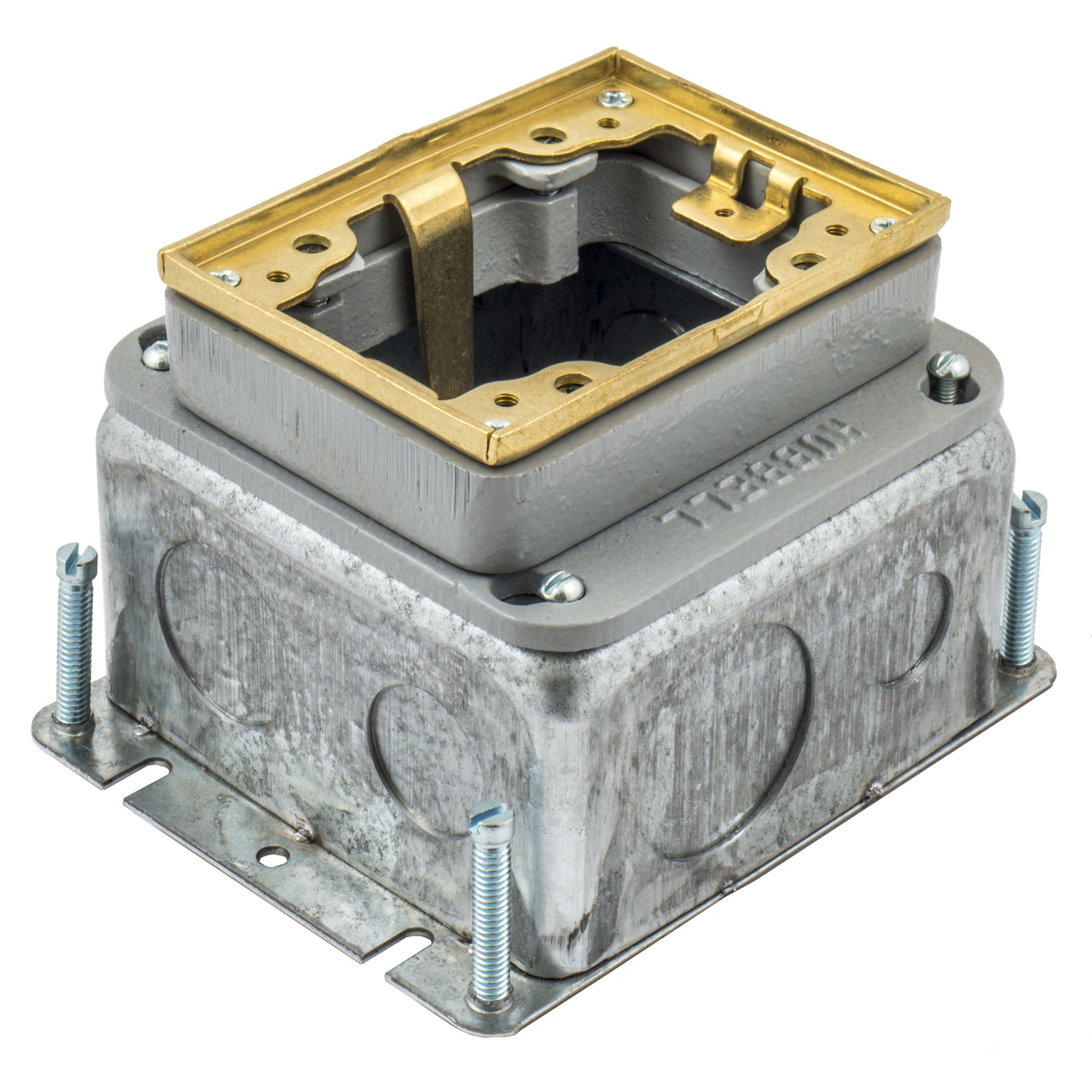 Product image for Box floor stamped steel 1-gang deep brass 4.81x6x3.9"