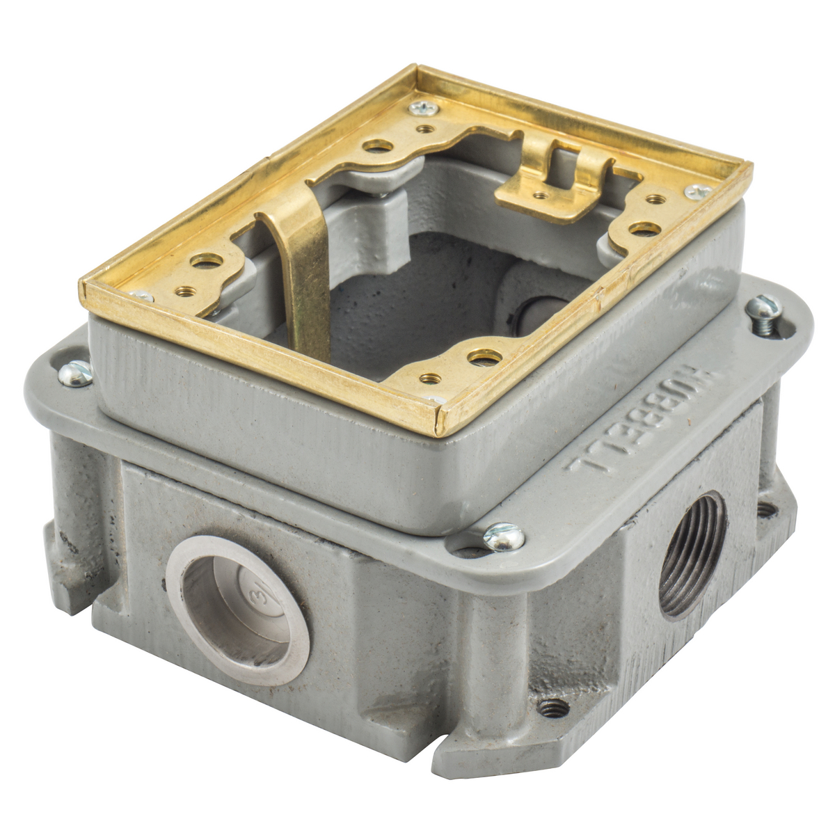 Product image for Box floor cast-iron 1-gang shallow brass 4.69x4.69x2.9"