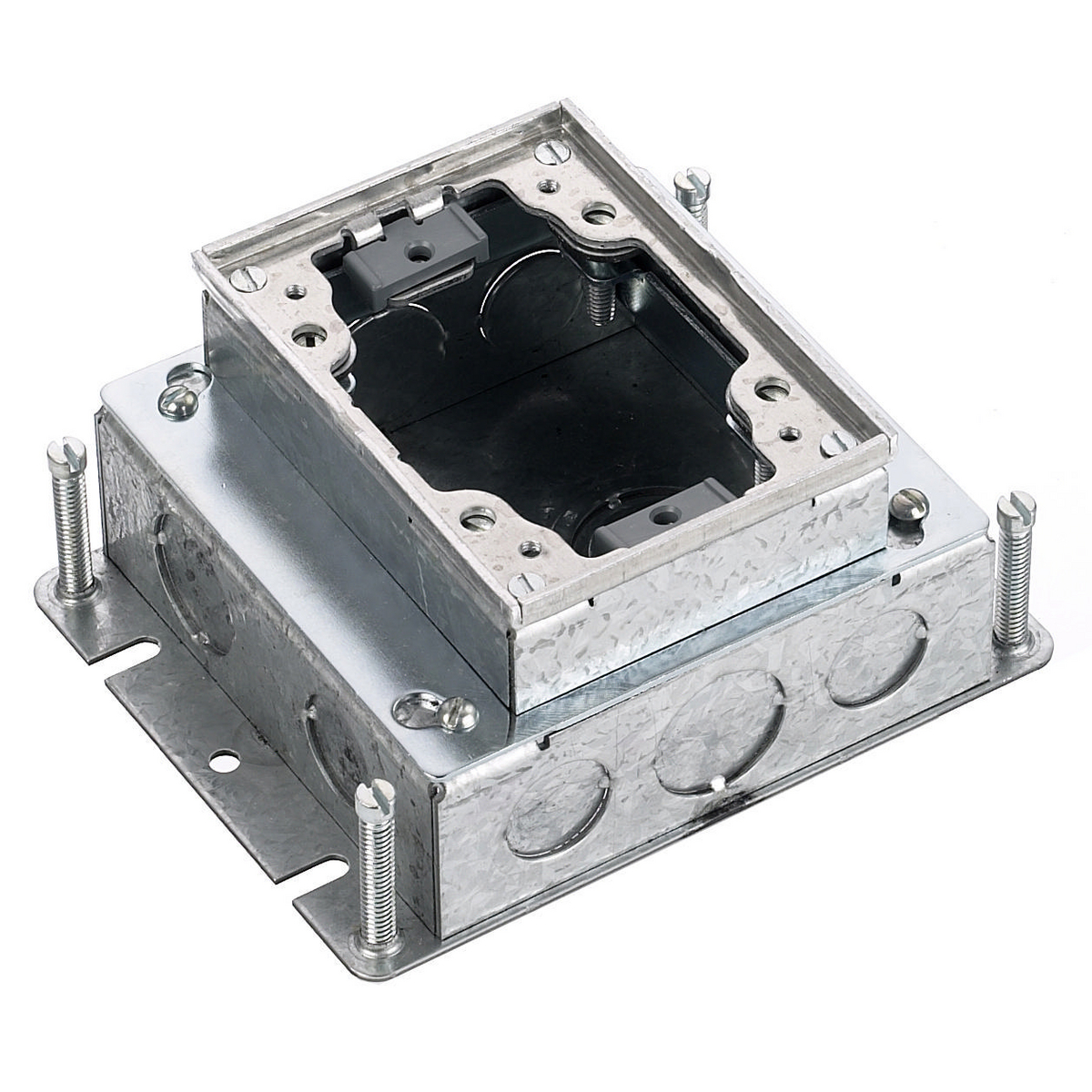 Product image for Box floor stamped steel 1-gang shallow aluminium 4.81x6x2.74"