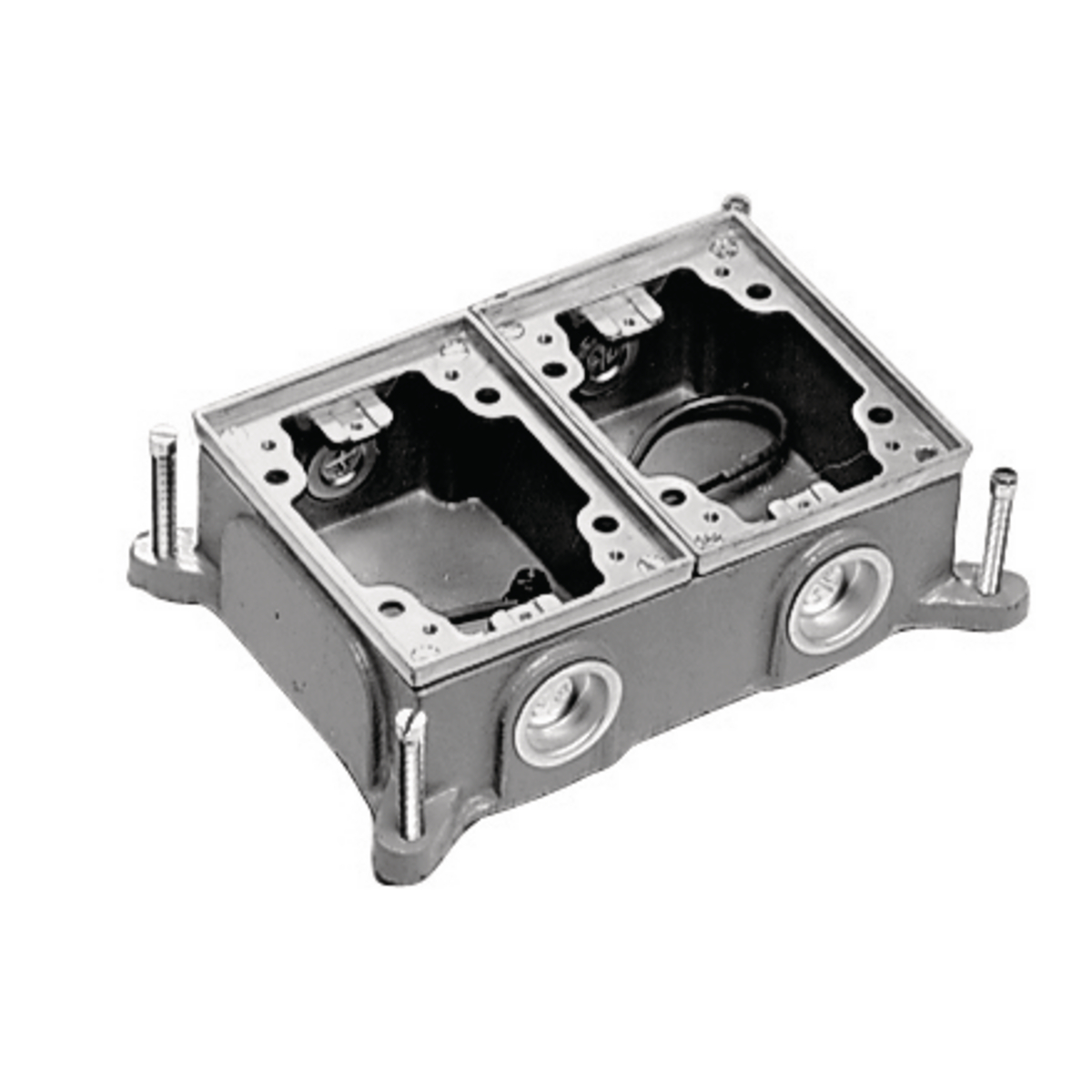 Product image for Box floor cast-iron 2-gang shallow aluminium 5.46x7.49x2"