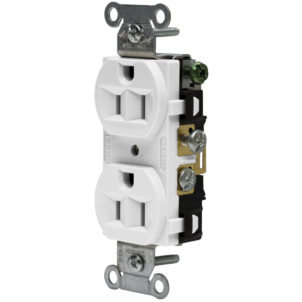 Product image for Receptacle duplex 2-pole 3-wire 15A 125V white