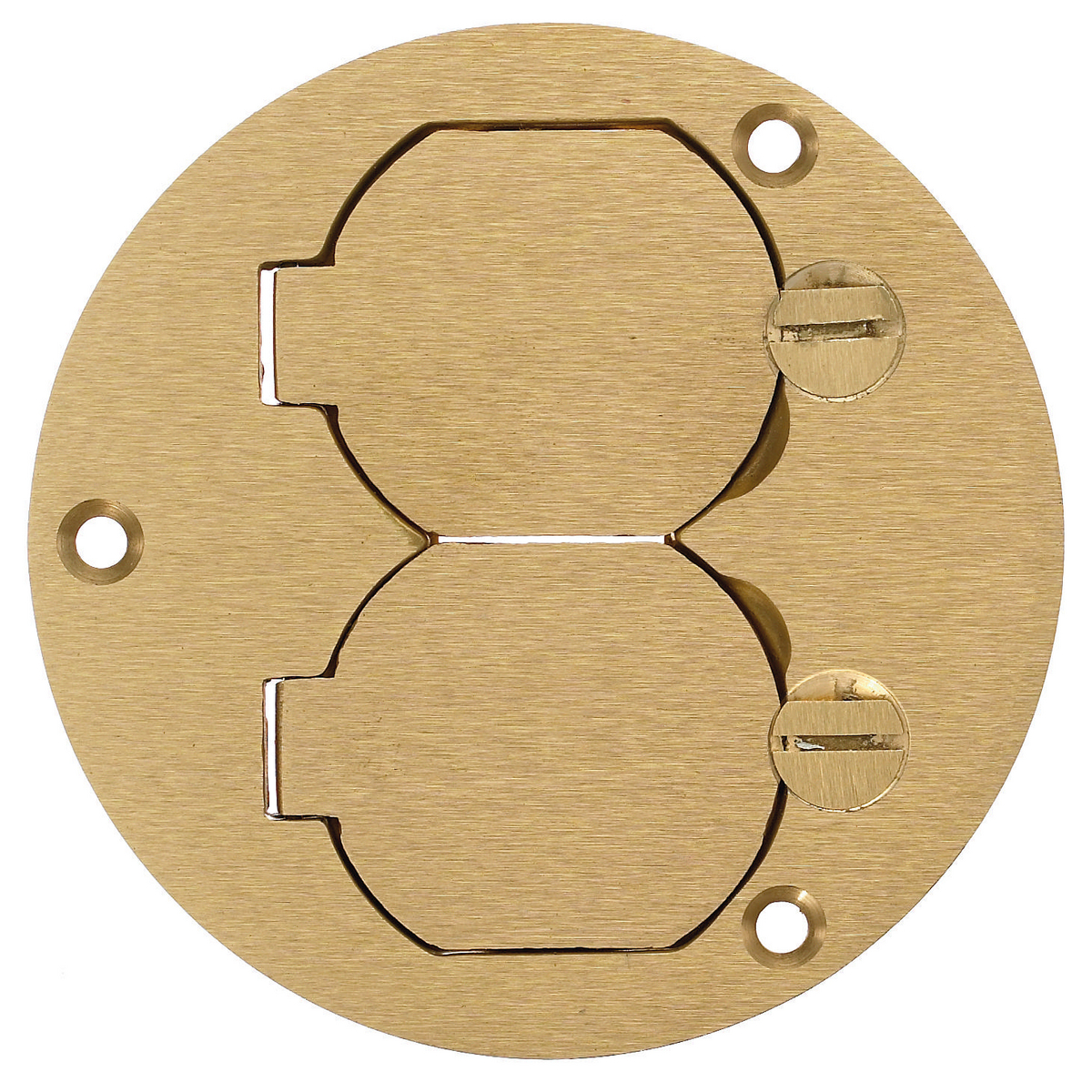 Product image for HUB S3925 COVER FLOOR BOX DUPLEX RECEPTACLE FLUSH METALLIC ROUND